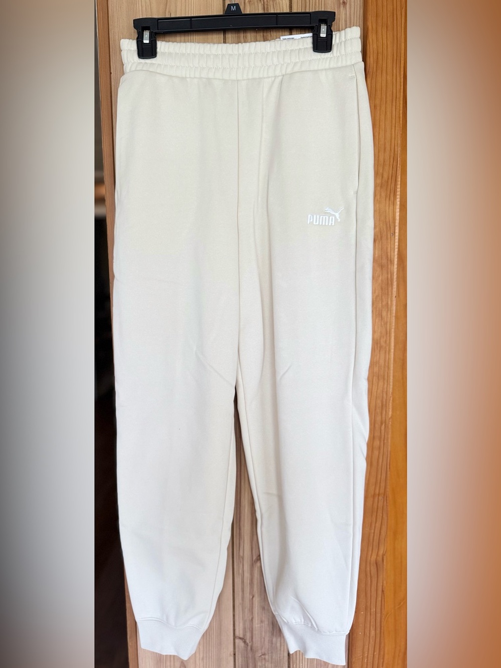 Puma Cream Track Joggers with Logo